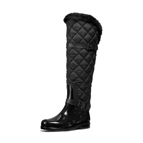 Black quilted riding boots best sale